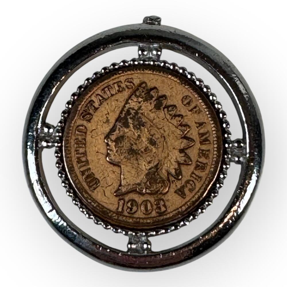 1903 Indian Head Penny Pendant, Whimsical Vintage Coin